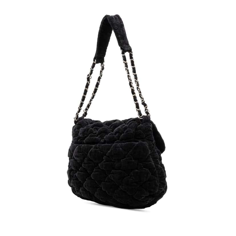 Chanel Paris Moscou Bubble Quilted Velvet Flap Black Velvet Good condition - Back View