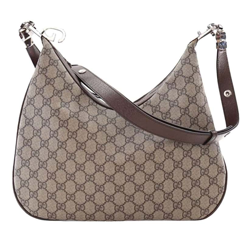 Gucci Medium GG Supreme Web Attache Crossbody Brown Canvas Good condition - Front View