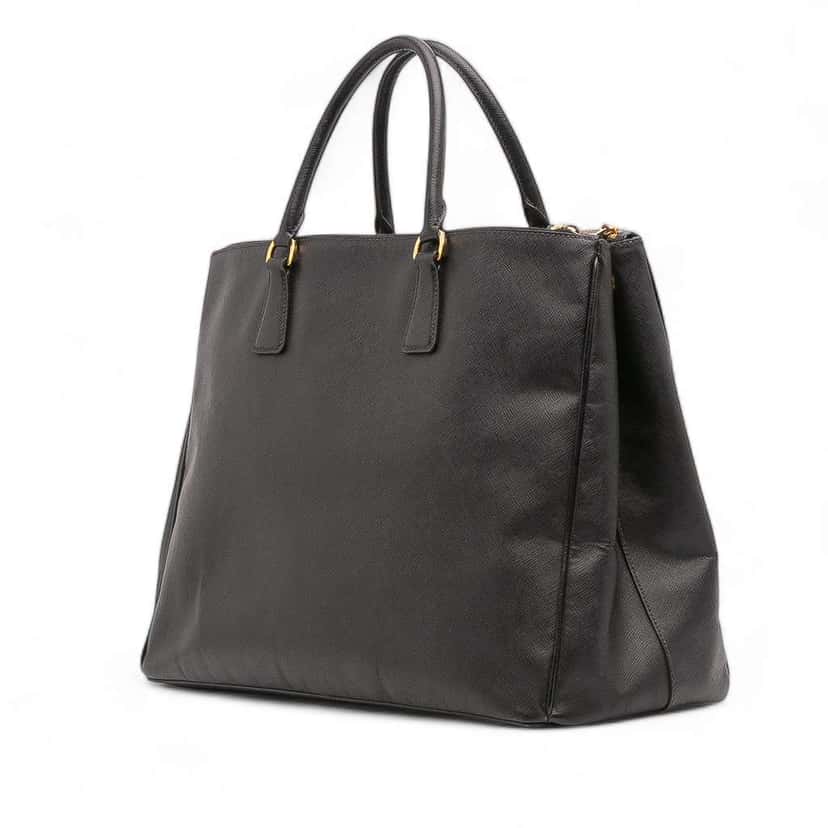Prada Extra Large Saffiano Lux Galleria Double Zip Tote Black Leather Good condition - Back View