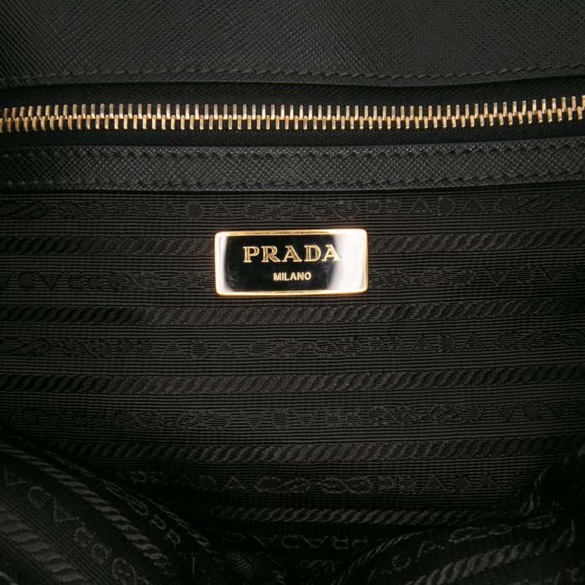 Prada Extra Large Saffiano Lux Galleria Double Zip Tote Black Leather Good condition - Box View