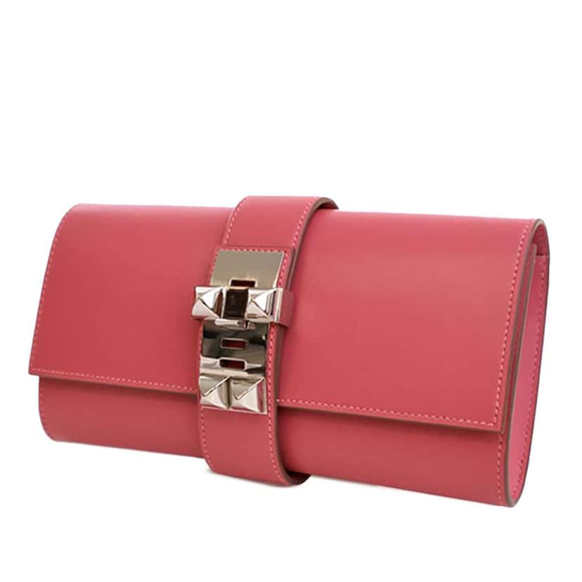 Hermès Tadelakt Medor Clutch 23 Pink Leather Good condition - Inside View