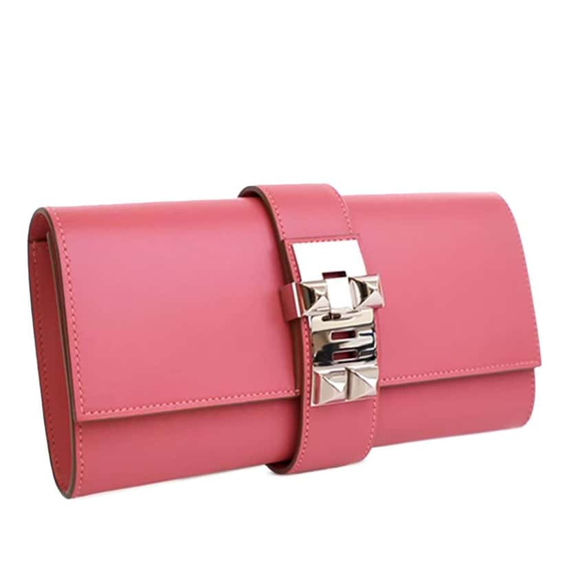 Hermès Tadelakt Medor Clutch 23 Pink Leather Good condition - Model View