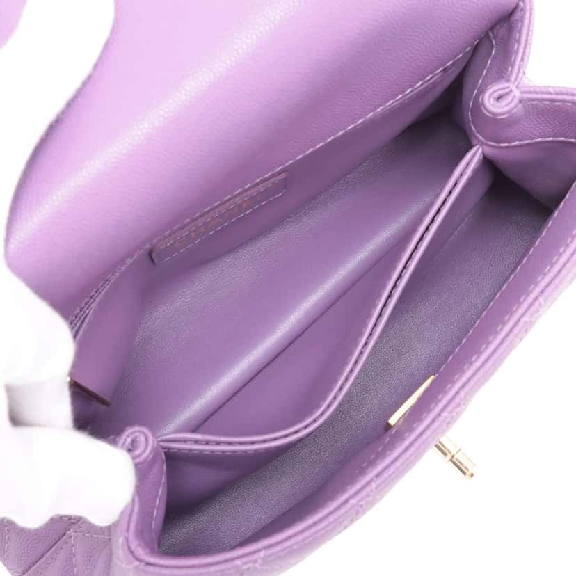Chanel Mini Caviar Coco Top Handle Bag Purple Leather Good condition - Box View