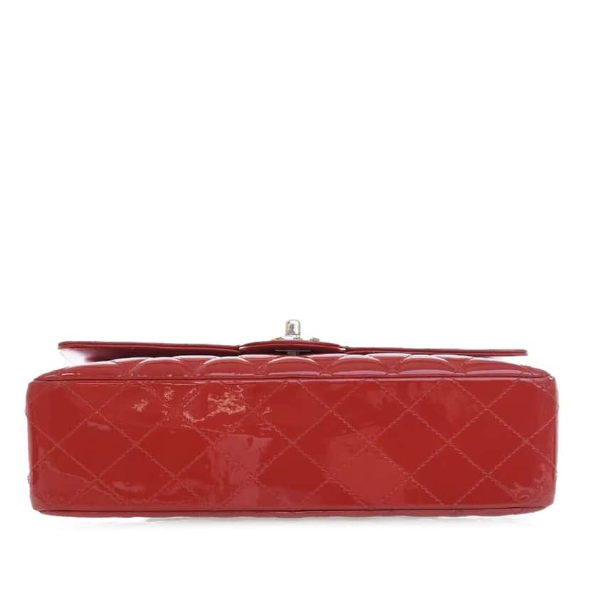 Chanel Medium Classic Patent Double Flap Red Leather Good condition - Inside View