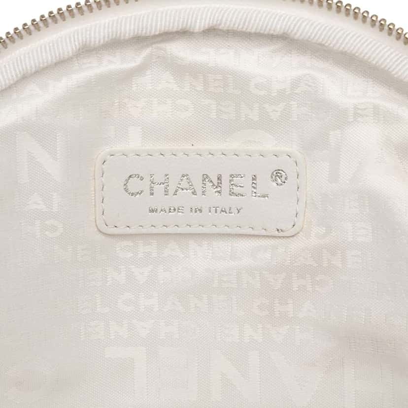 Chanel CC Canvas and Metallic Calfskin No. 5 Wristlet Pouch Brown Canvas Good condition - Box View