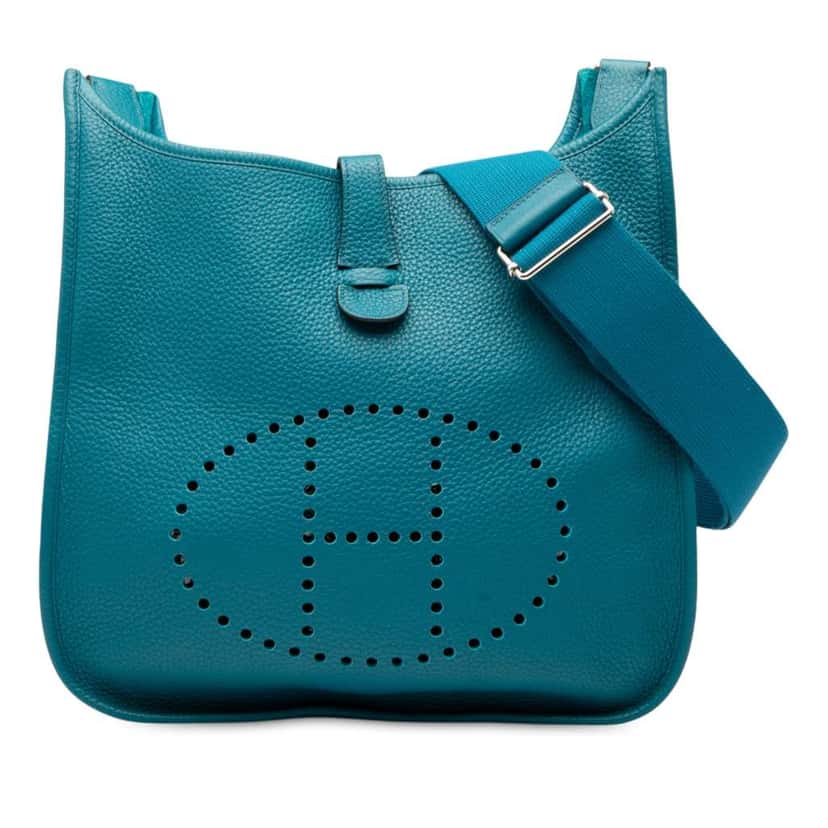 Hermès Clemence Evelyne III 29 Blue Leather Good condition - Front View