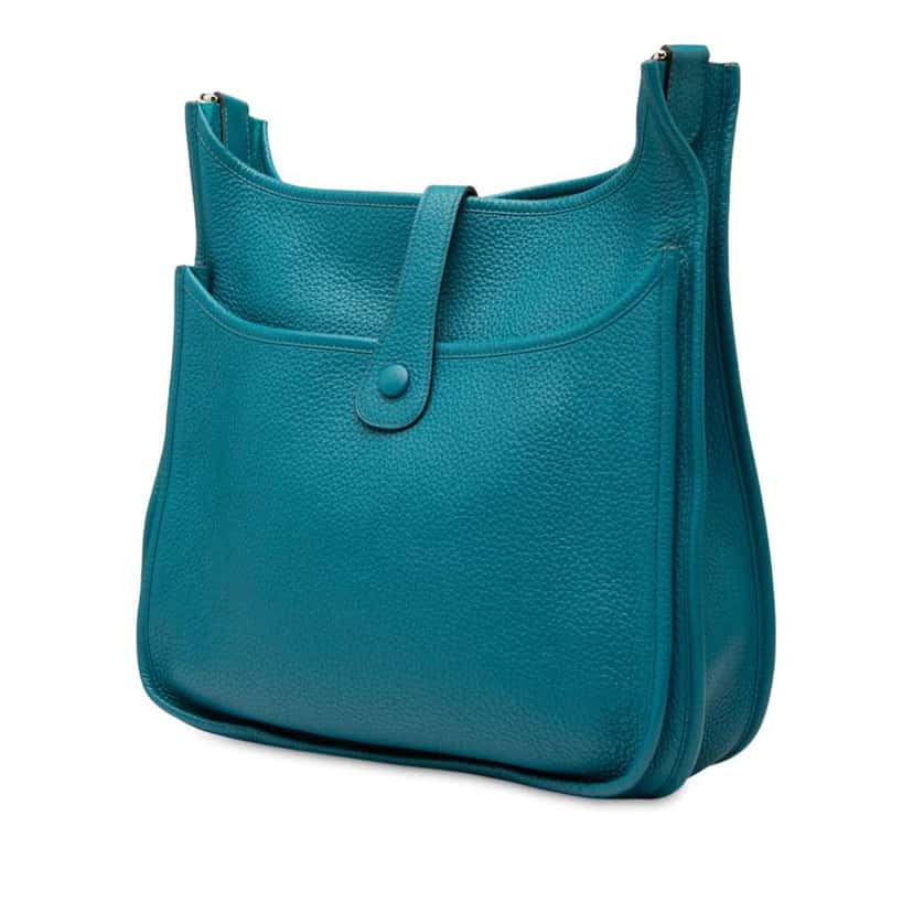 Hermès Clemence Evelyne III 29 Blue Leather Good condition - Back View