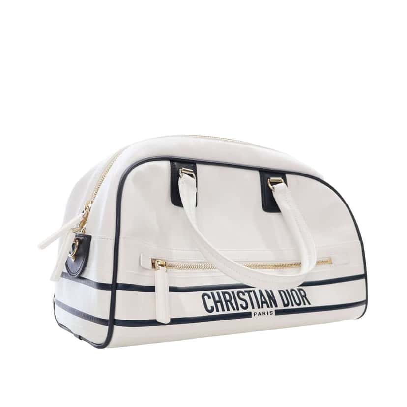 Dior Medium Leather Dior Vibe Bowling Bag White Leather Good condition - Back View