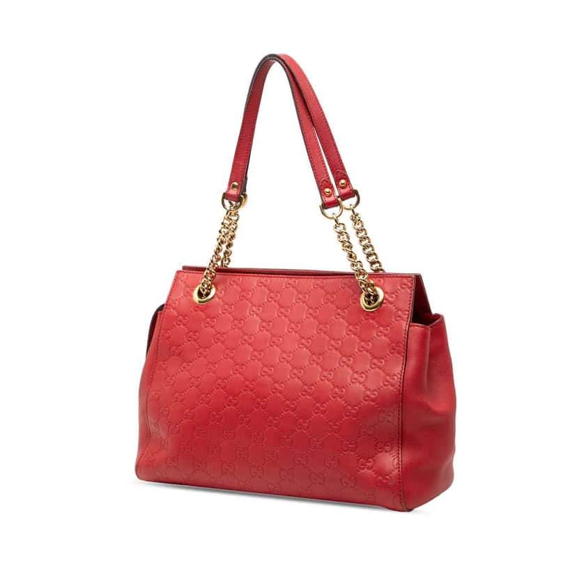 Gucci Medium Guccissima Soft Shoulder Bag Red Leather Fair condition - Back View