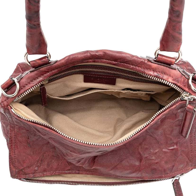 Givenchy Medium Wrinkled Sheepskin Pandora Satchel Red Leather Good condition - Model View