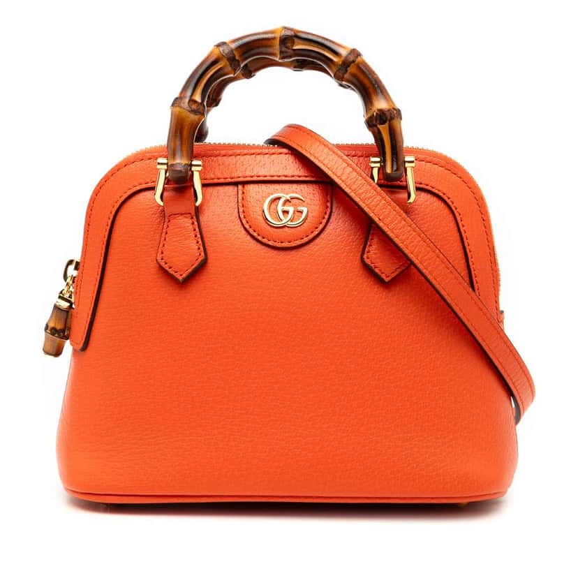 Gucci Mini Dollar Calfskin Bamboo Diana Dome Satchel Orange Leather Very good condition - Front View