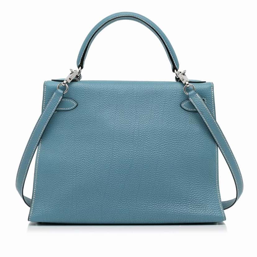 Hermès Togo Kelly Sellier Mou 28 Blue Leather Good condition - Inside View