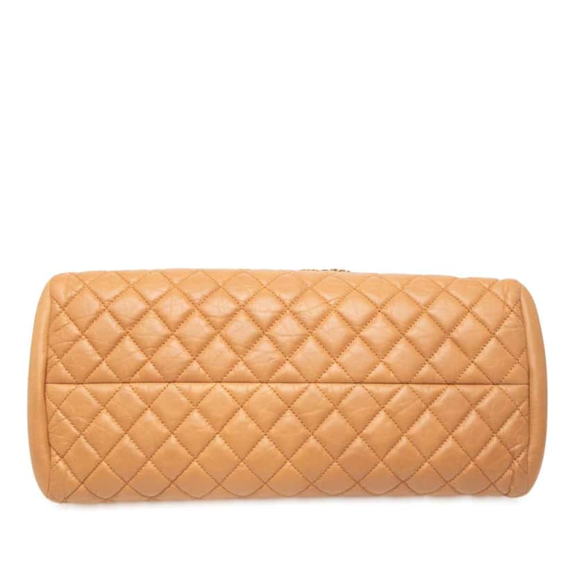 Chanel Medium Lambskin Just Mademoiselle Bowling Bag Brown Leather Good condition - Inside View