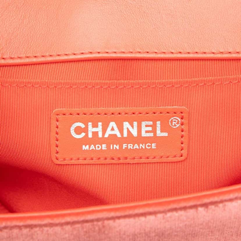 Chanel Old Medium Quilted Velvet Boy Flap Orange Velvet Very good condition - Box View