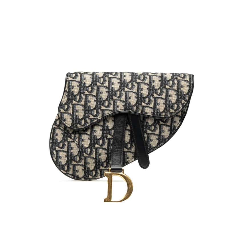 Dior Oblique Canvas Saddle Belt Bag Blue Canvas Good condition - Front View