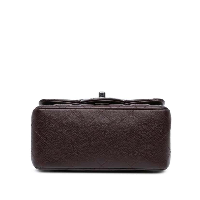 Chanel Mini Square Classic Caviar Single Flap Brown Leather Good condition - Inside View