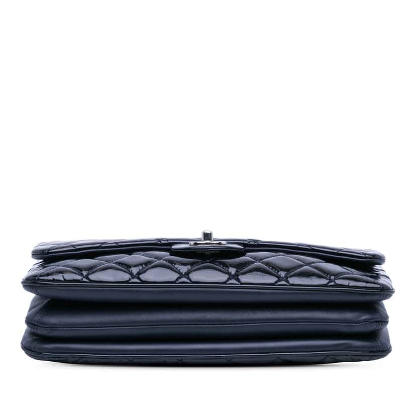 Chanel Jumbo Patent 3 Accordion Flap Blue Leather Good condition - Inside View