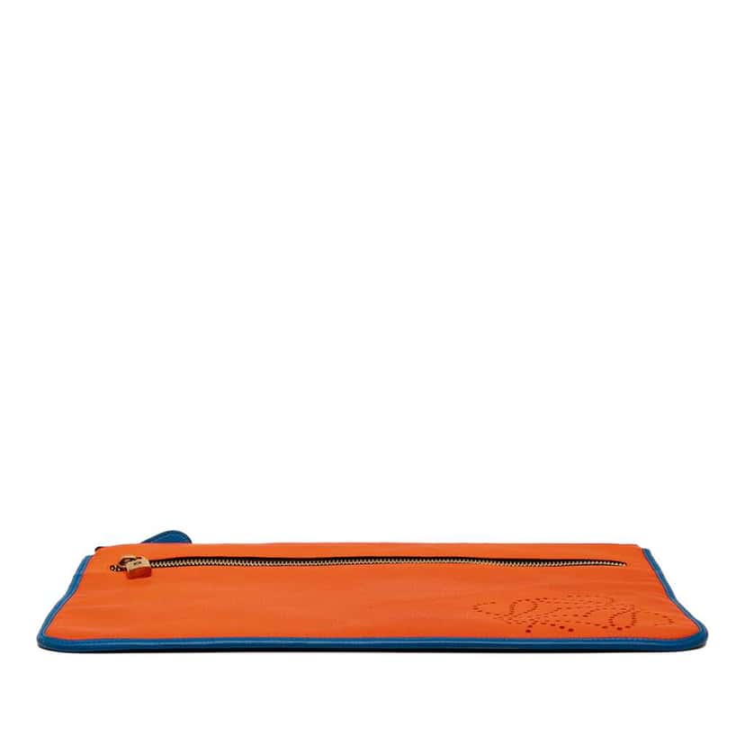 Loewe Multicolor Leather Anagram Clutch Orange Leather Good condition - Inside View