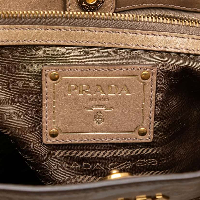Prada Vitello Shine Satchel Brown Leather Good condition - Box View