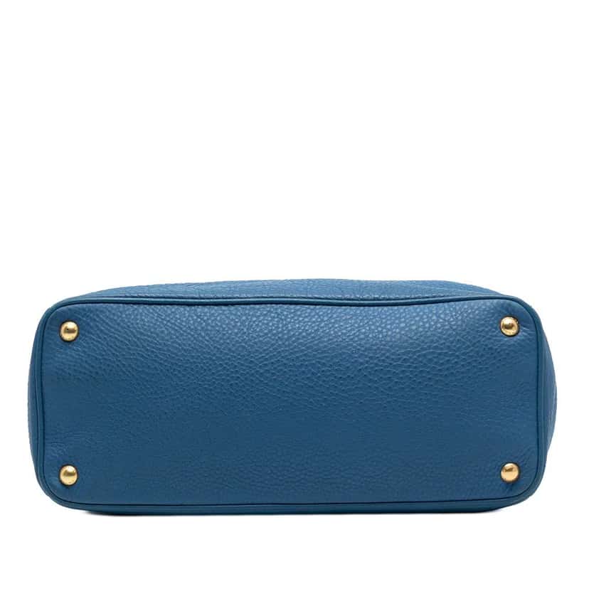 Prada Vitello Daino Double Zip Convertible Tote Blue Leather Good condition - Inside View