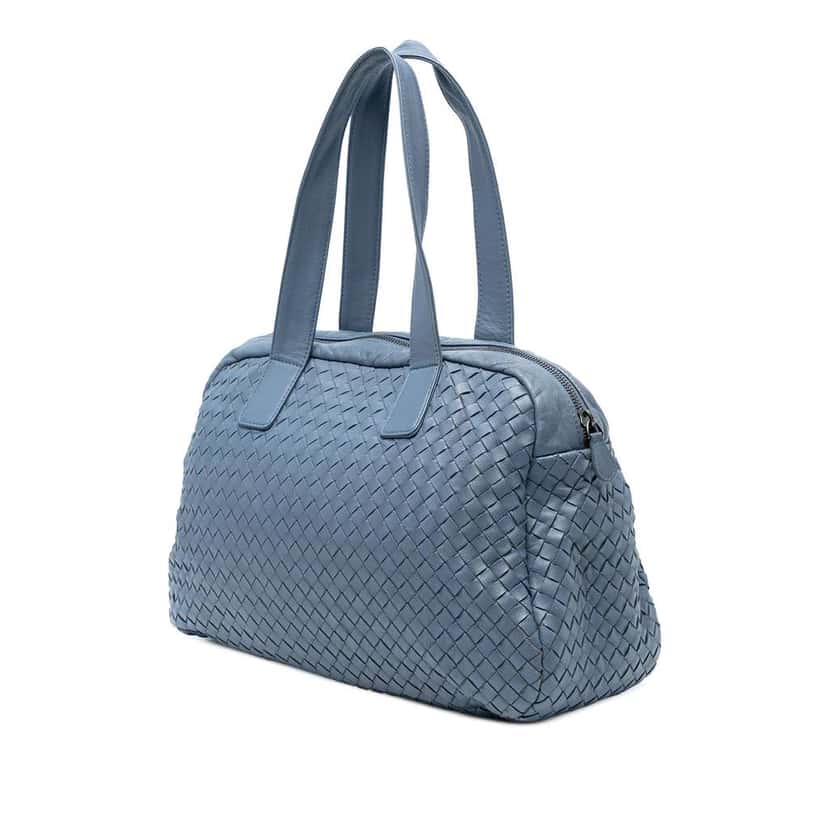 Bottega Veneta Nappa Intrecciato Handbag Blue Leather Good condition - Back View