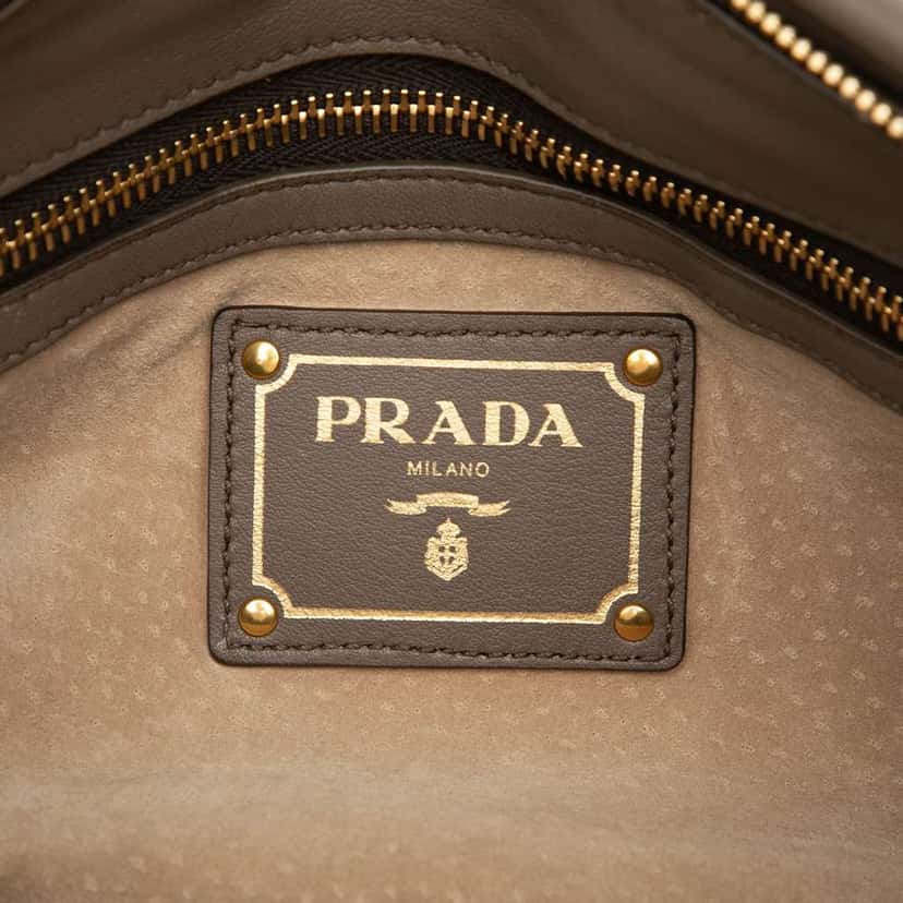 Prada Soft Calfskin Shopping Satchel Grey Leather Good condition - Box View