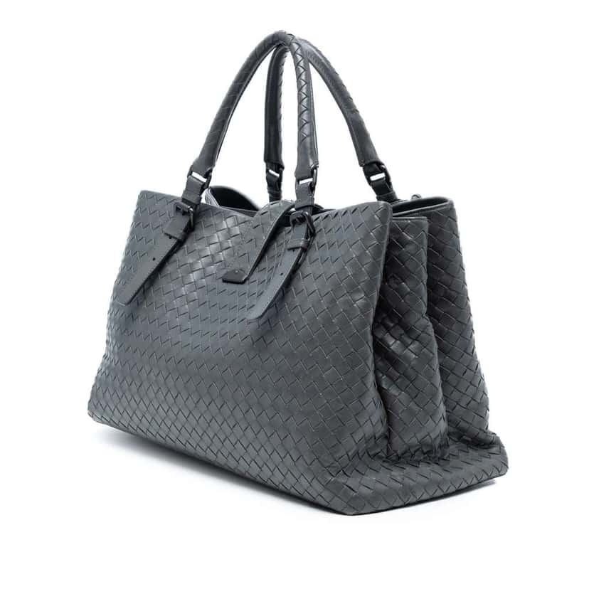 Bottega Veneta Medium Nappa Intrecciato Roma Tote Grey Leather Good condition - Back View
