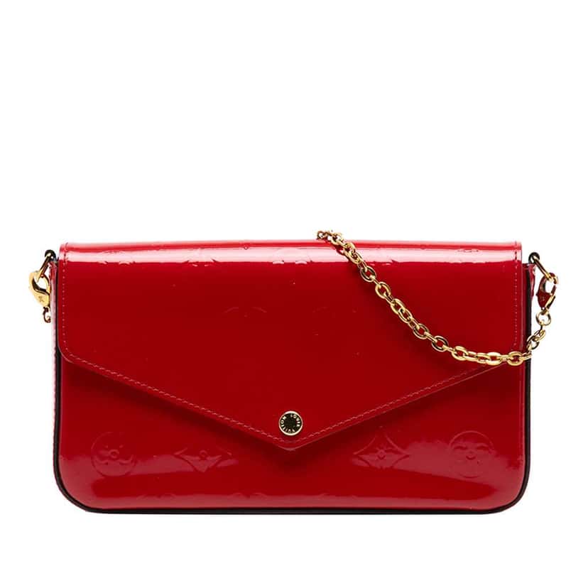 Louis Vuitton Monogram Vernis Pochette Felicie Red Leather Good condition - Front View
