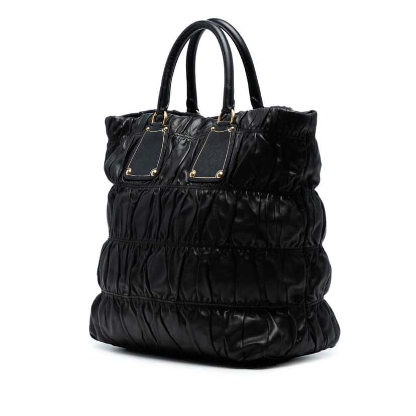 Prada Nappa Gaufre Tote Black Leather Good condition - Back View