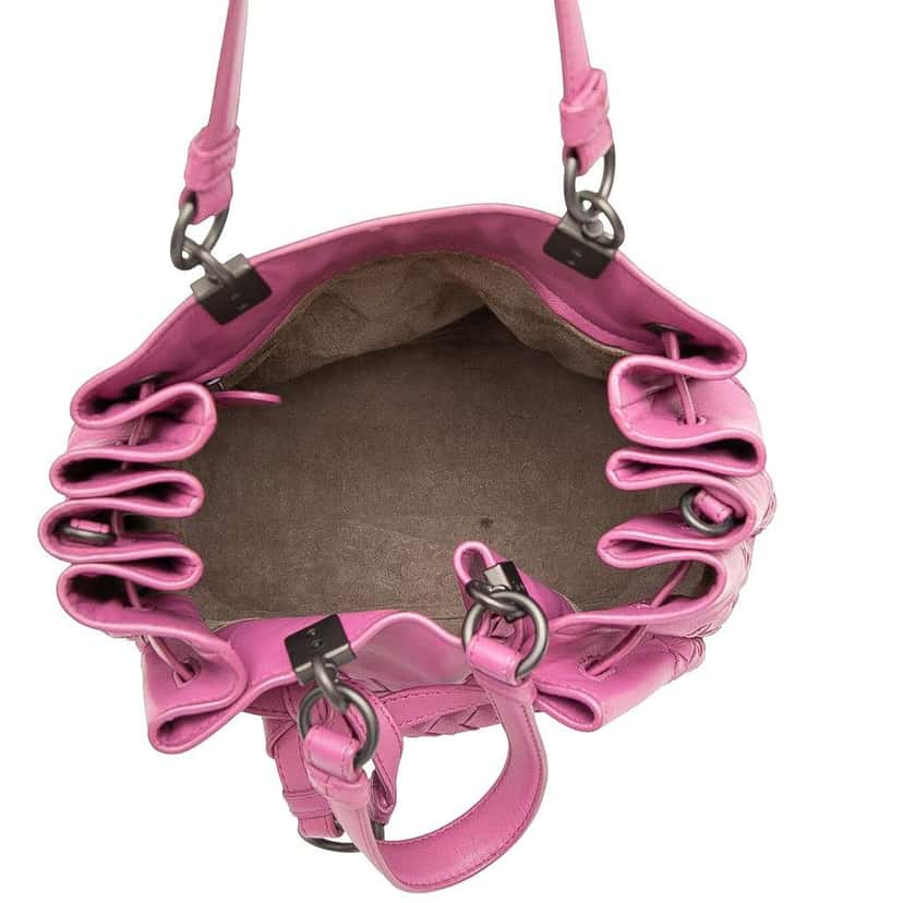 Bottega Veneta Nappa Intrecciato Bucket Bag Pink Leather Very good condition - Model View