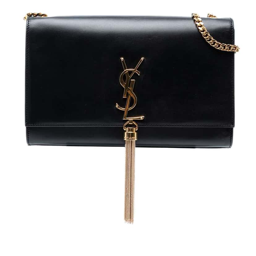 Saint Laurent Medium Smooth Calfskin Classic Monogram Kate Tassel Crossbody Black Leather Good condition - Front View