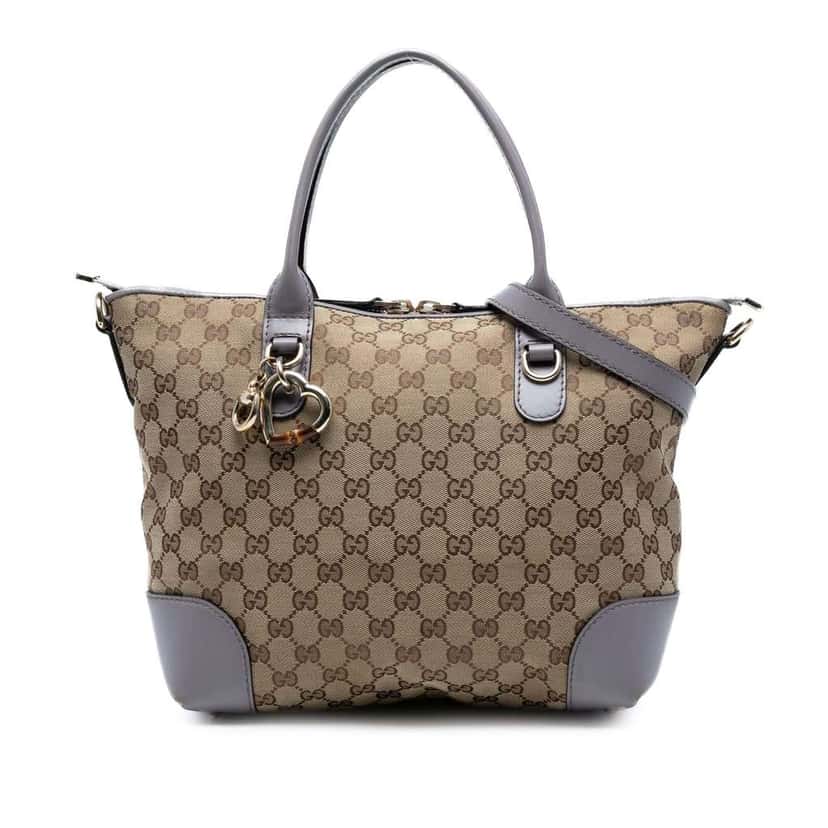 Gucci GG Canvas Heart Bit Satchel Brown Canvas Good condition - Front View