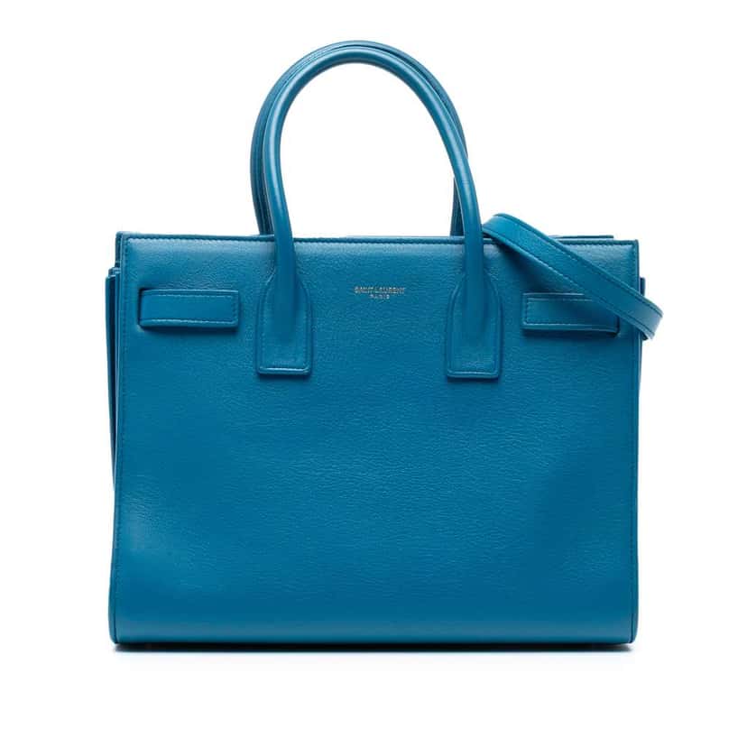 Saint Laurent Baby Leather Sac De Jour Satchel Blue Leather Good condition - Front View