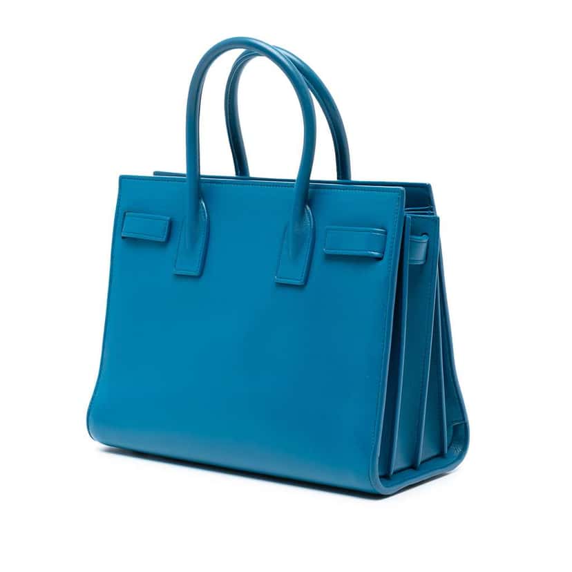 Saint Laurent Baby Leather Sac De Jour Satchel Blue Leather Good condition - Back View
