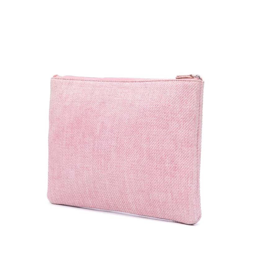 Chanel Large Raffia Deauville O Case Clutch Pink Good condition - Back View