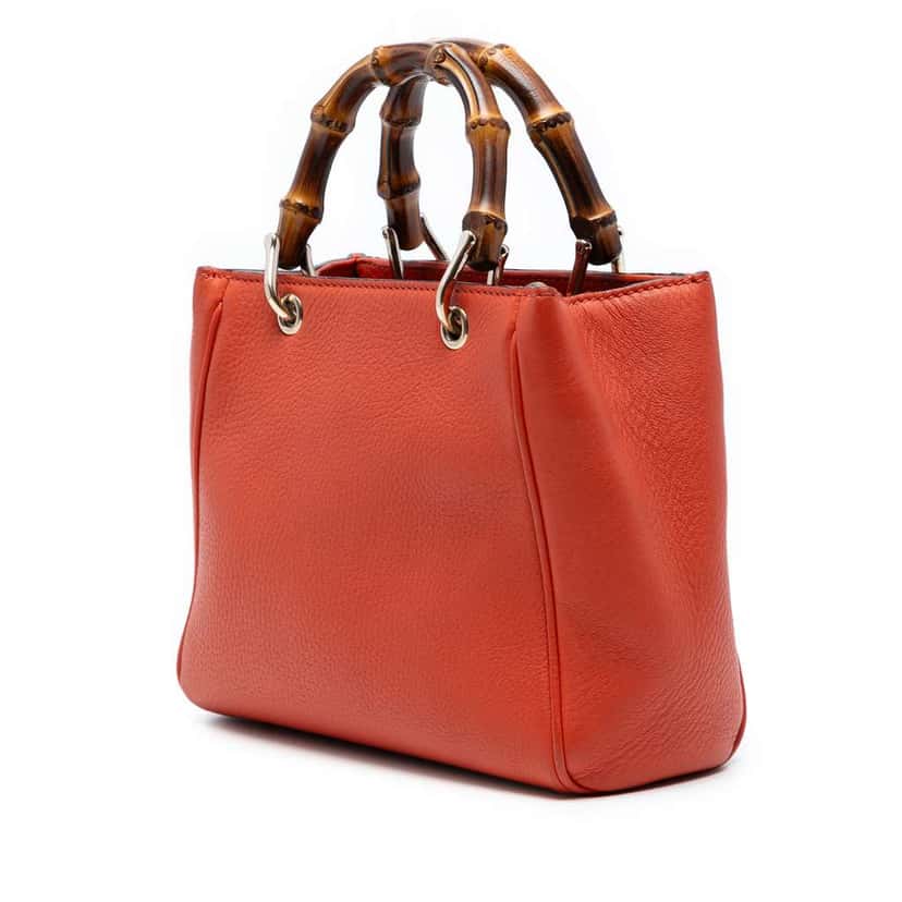Gucci Mini Calfskin Bamboo Shopper Satchel Orange Leather Good condition - Back View
