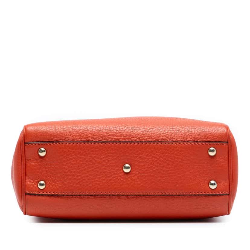 Gucci Mini Calfskin Bamboo Shopper Satchel Orange Leather Good condition - Inside View