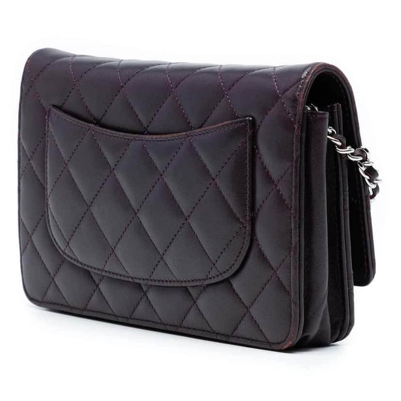 Chanel CC Quilted Lambskin Wallet on Chain Purple Leather Good condition - Back View
