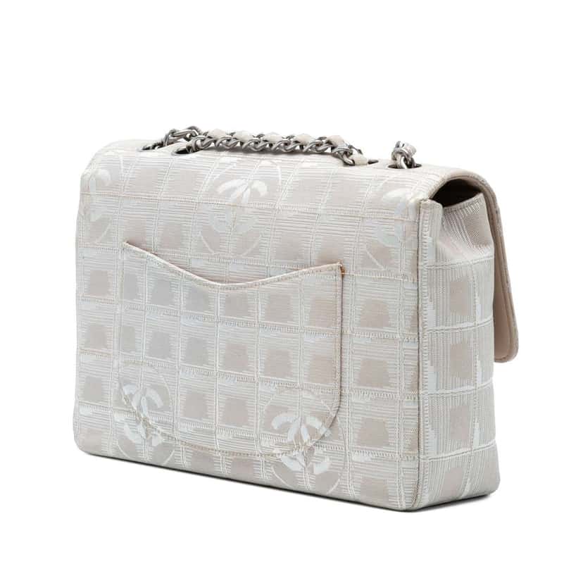 Chanel Medium New Travel Line Nylon Single Flap Brown Good condition - Back View
