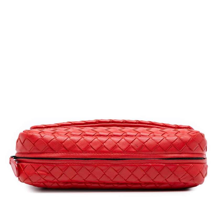 Bottega Veneta Mini Nappa Intrecciato Expandable Chain Crossbody Red Leather Good condition - Inside View