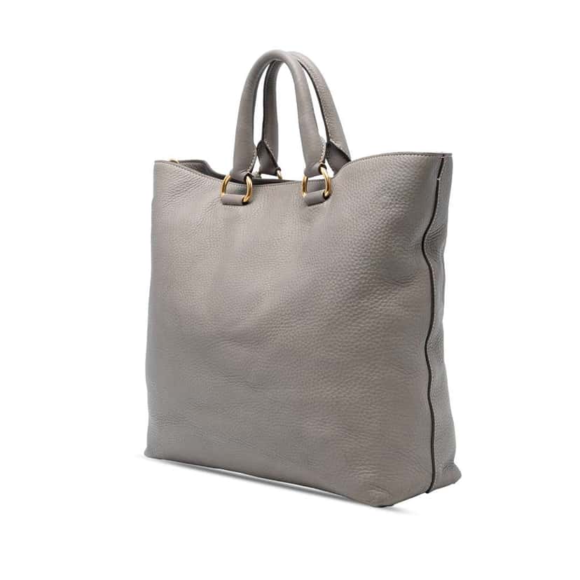 Prada Vitello Daino Open Convertible Tote Grey Leather Good condition - Back View