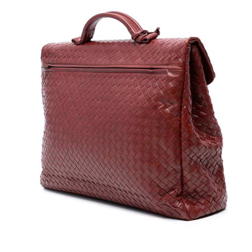 Bottega Veneta Nappa Intrecciato Briefcase Red Leather Good condition - Back View