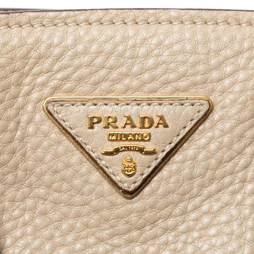 Prada Vitello Daino Front Pocket Open Convertible Tote Brown Leather Good condition - Box View