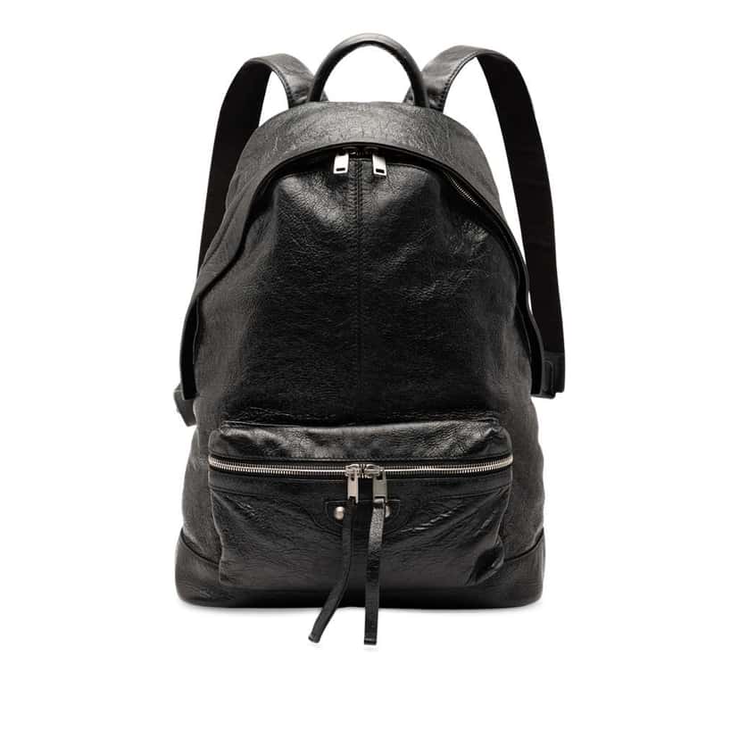Balenciaga Lambskin Motocross Classic Backpack Black Leather Good condition - Front View