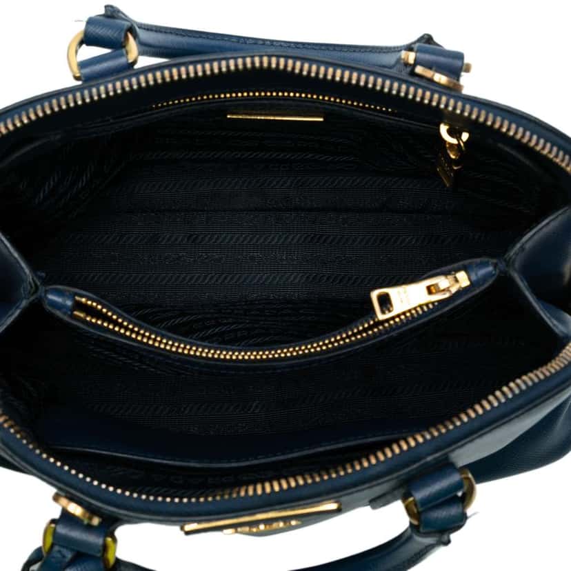 Prada Small Saffiano Lux Promenade Satchel Blue Leather Very good condition - Model View