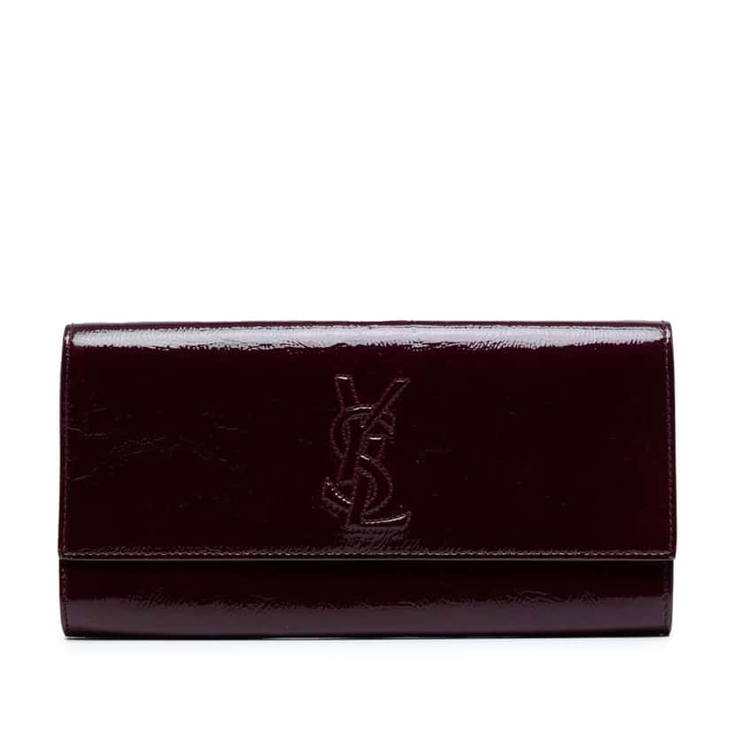 Saint Laurent Small Textured Patent Belle De Jour Clutch Red Leather Good condition - Front View