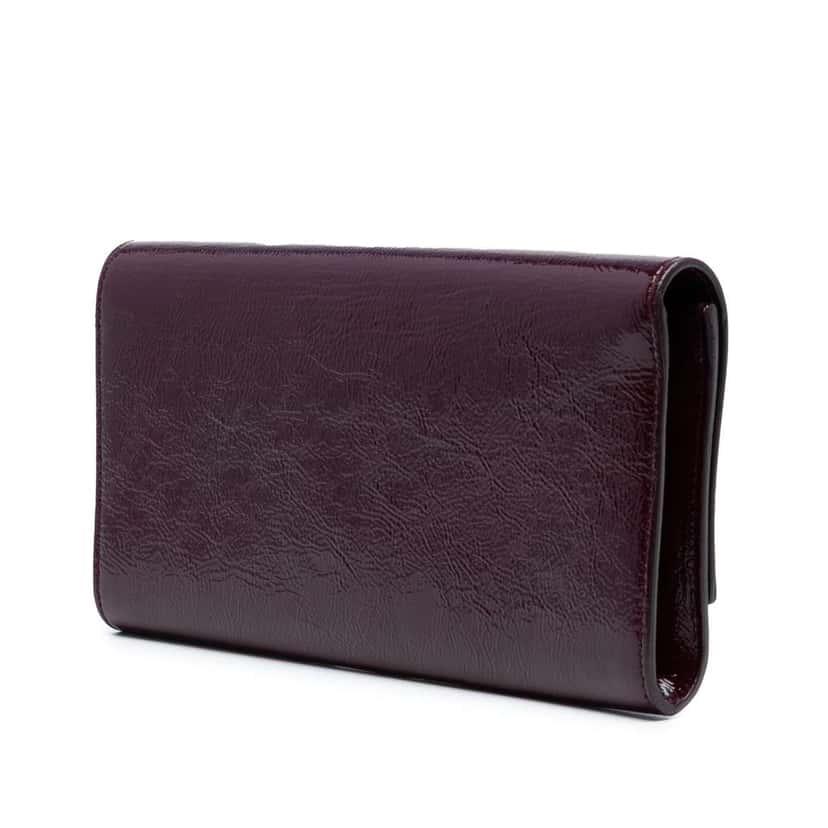 Saint Laurent Small Textured Patent Belle De Jour Clutch Red Leather Good condition - Back View