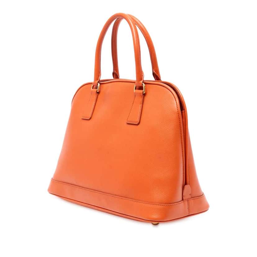 Prada Medium Saffiano Lux Open Promenade Satchel Orange Leather Very good condition - Back View