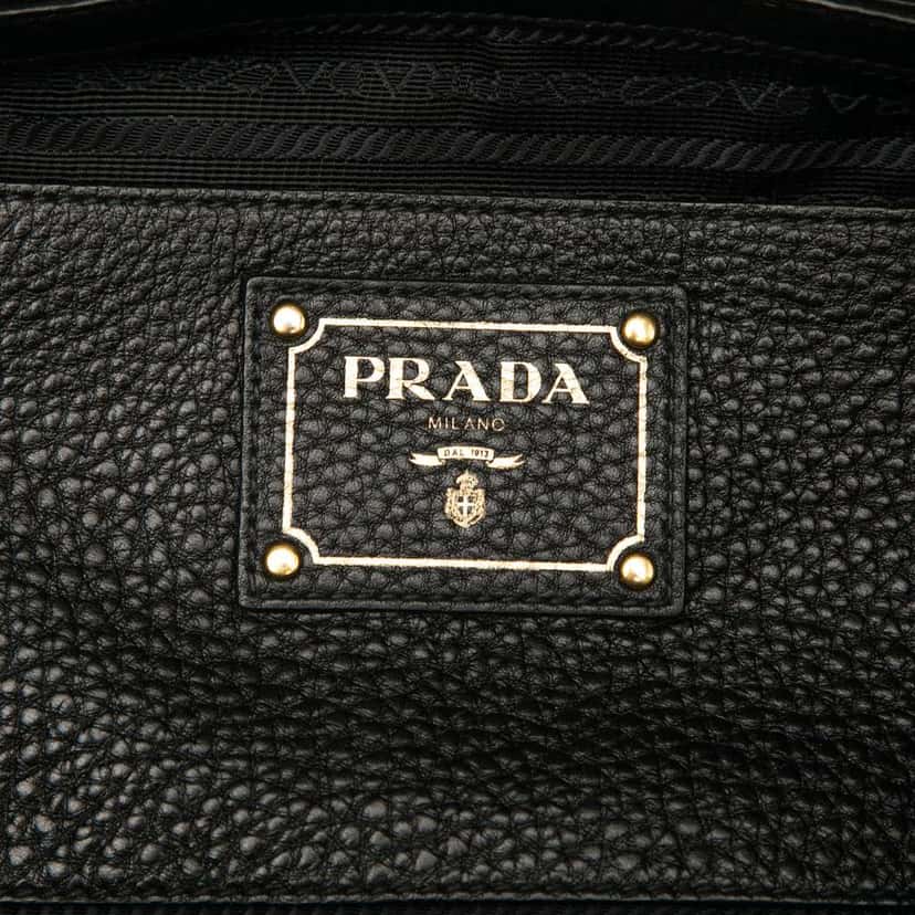 Prada Vitello Daino Open Convertible Tote Black Leather Good condition - Box View