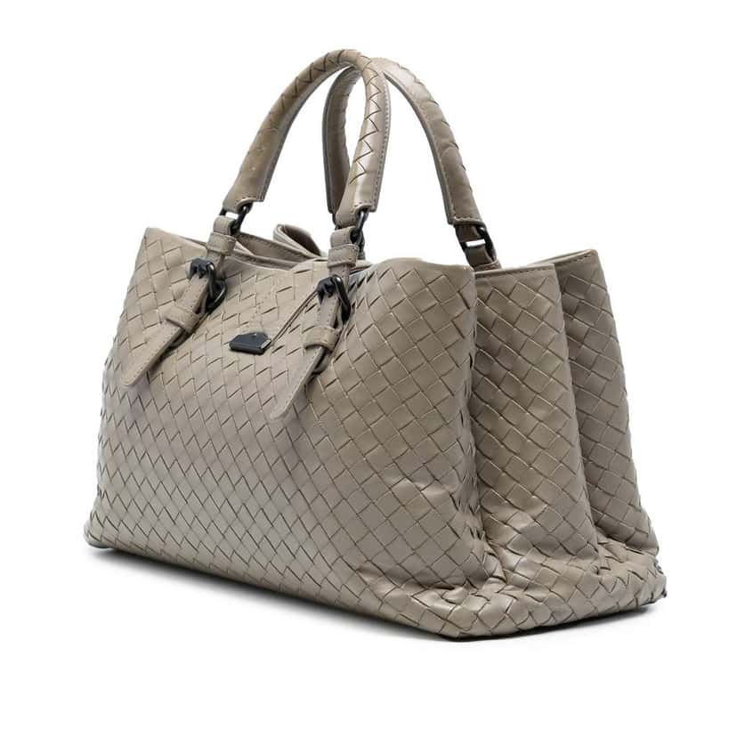 Bottega Veneta Small Nappa Intrecciato Roma Satchel Grey Leather Good condition - Back View